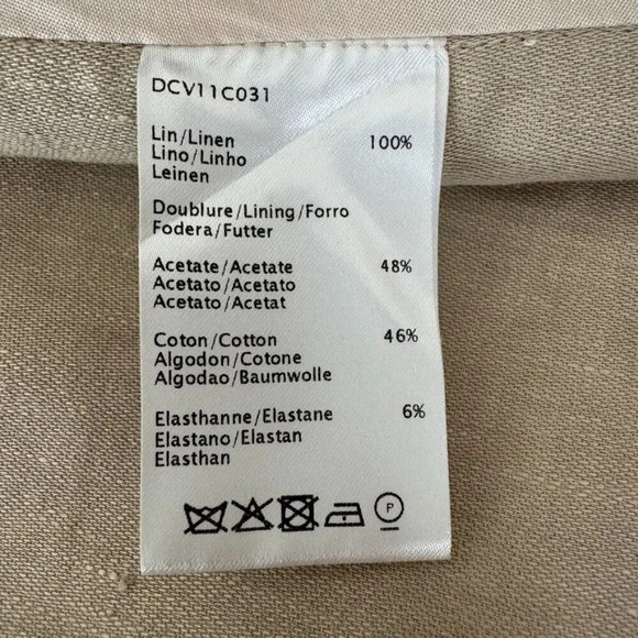 Gerard Darel Paris 100% Linen Oatmeal Light Tan Blazer Utility Jacket Size 14 - Picture 11 of 15